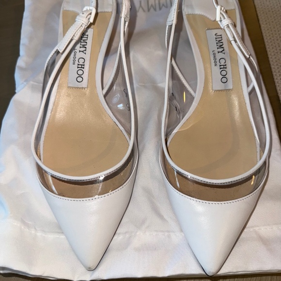 Jimmy Choo Gemma 40 Slingback Pumps — Size 37.5 (White/Clear) - Picture 1 of 8